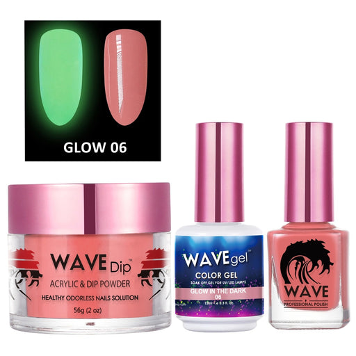 Wave Gel 3in1 Acrylic/Dipping Powder + Gel Polish + Nail Lacquer, Glow In The Dark Collection, 06
