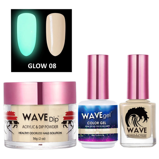 Wave Gel 3in1 Acrylic/Dipping Powder + Gel Polish + Nail Lacquer, Glow In The Dark Collection, 08