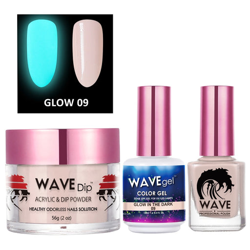 Wave Gel 3in1 Acrylic/Dipping Powder + Gel Polish + Nail Lacquer, Glow In The Dark Collection, 09