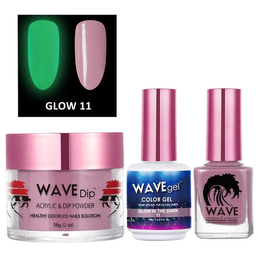 Wave Gel 3in1 Acrylic/Dipping Powder + Gel Polish + Nail Lacquer, Glow In The Dark Collection, 11