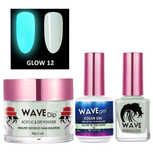 Wave Gel 3in1 Acrylic/Dipping Powder + Gel Polish + Nail Lacquer, Glow In The Dark Collection, 12