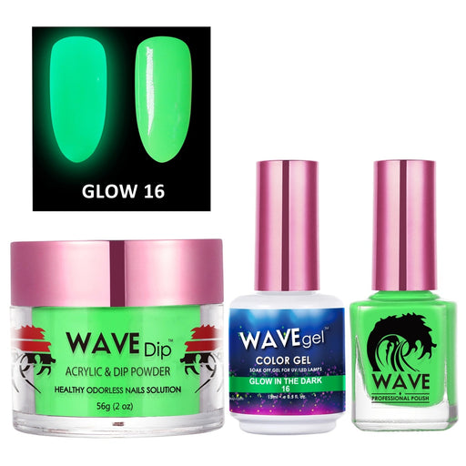 Wave Gel 3in1 Acrylic/Dipping Powder + Gel Polish + Nail Lacquer, Glow In The Dark Collection, 16