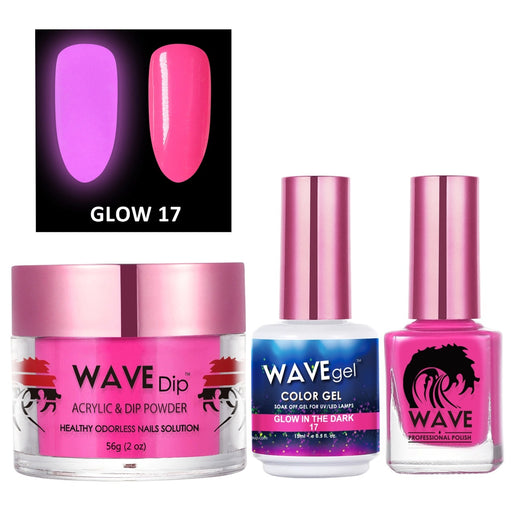 Wave Gel 3in1 Acrylic/Dipping Powder + Gel Polish + Nail Lacquer, Glow In The Dark Collection, 17