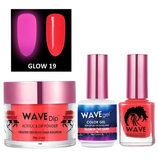 Wave Gel 3in1 Acrylic/Dipping Powder + Gel Polish + Nail Lacquer, Glow In The Dark Collection, 19