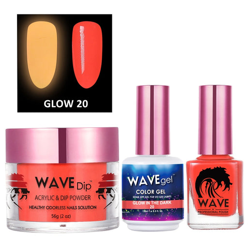 Wave Gel 3in1 Acrylic/Dipping Powder + Gel Polish + Nail Lacquer, Glow In The Dark Collection, 20