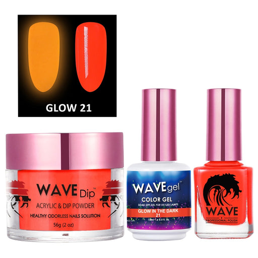 Wave Gel 3in1 Acrylic/Dipping Powder + Gel Polish + Nail Lacquer, Glow In The Dark Collection, 21