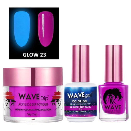 Wave Gel 3in1 Acrylic/Dipping Powder + Gel Polish + Nail Lacquer, Glow In The Dark Collection, 23