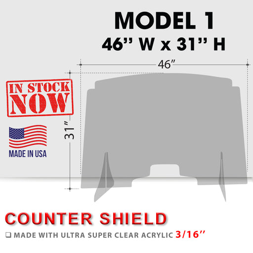 Counter Shield 46''W x 31''H, MODEL 1, Thickness 3/16''OK0531LK