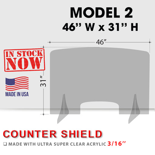 Counter Shield 46''W x 31''H, MODEL 2, Thickness 3/16'' OK0527VD