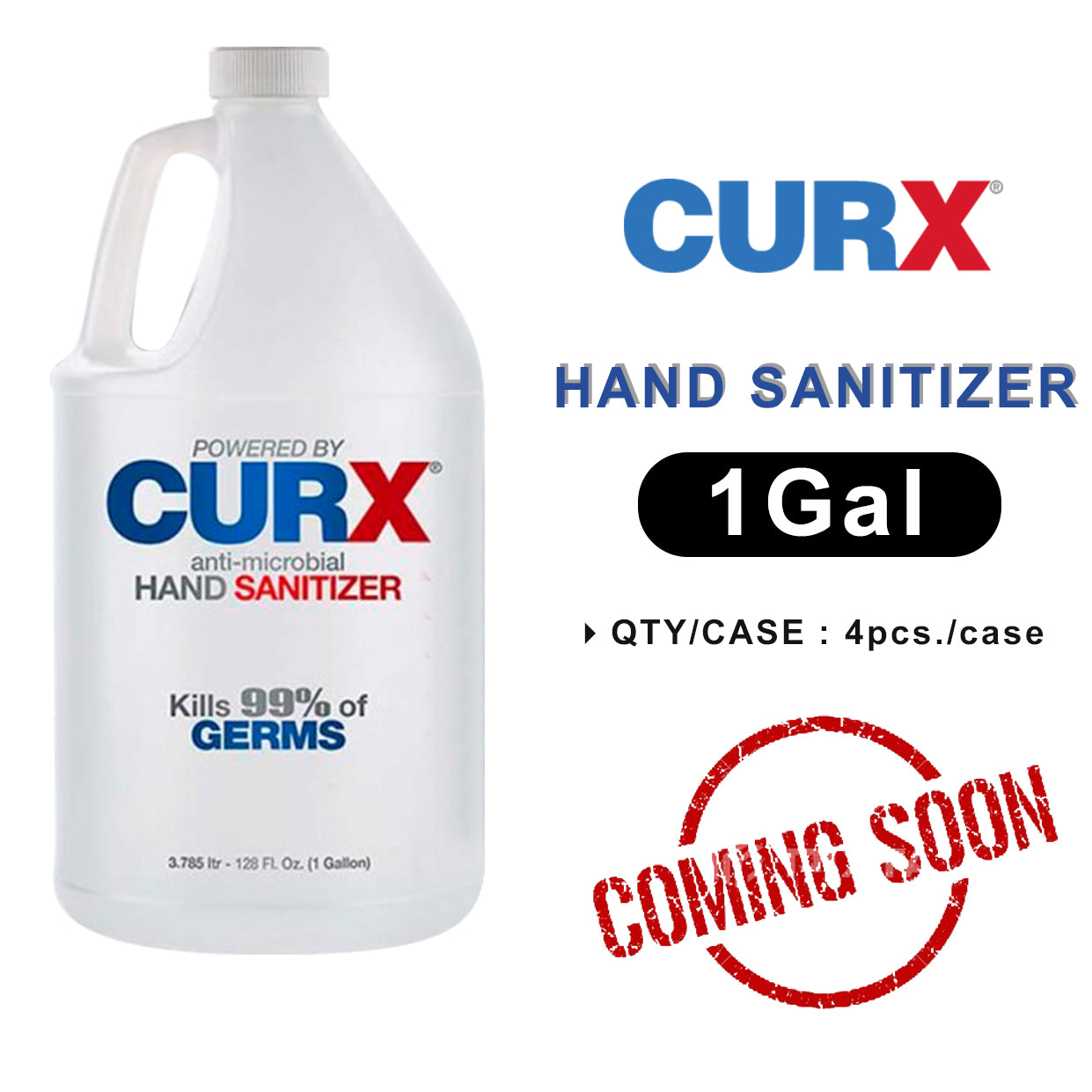 Curx Anti-Microbial Spray Hand Sanitizer SOLUTION, 1Gal OK0406VD