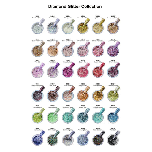 iGel Acrylic/Dipping Powder, Diamond Glitter Collection, 2oz, Full Line Of 36 Colors (From DG01 To DG36)