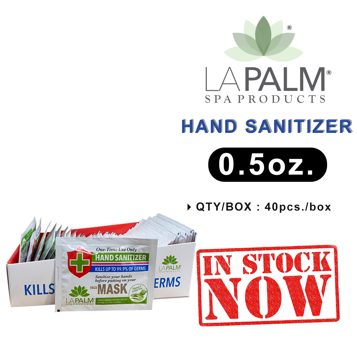 La Palm Hand Sanitizer Gel Packet, BOX, 0.5oz, 40 packs/box OK0518VD