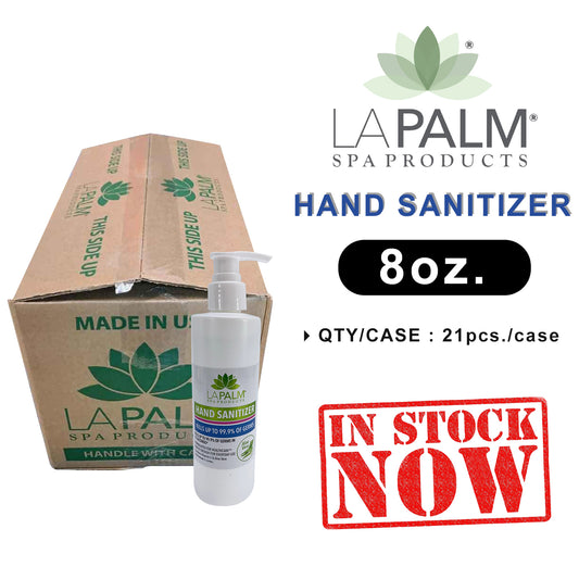 La Palm Hand Sanitizer (White Bottle) GEL, 8oz, CASE, 21 pcs/case OK0413LK