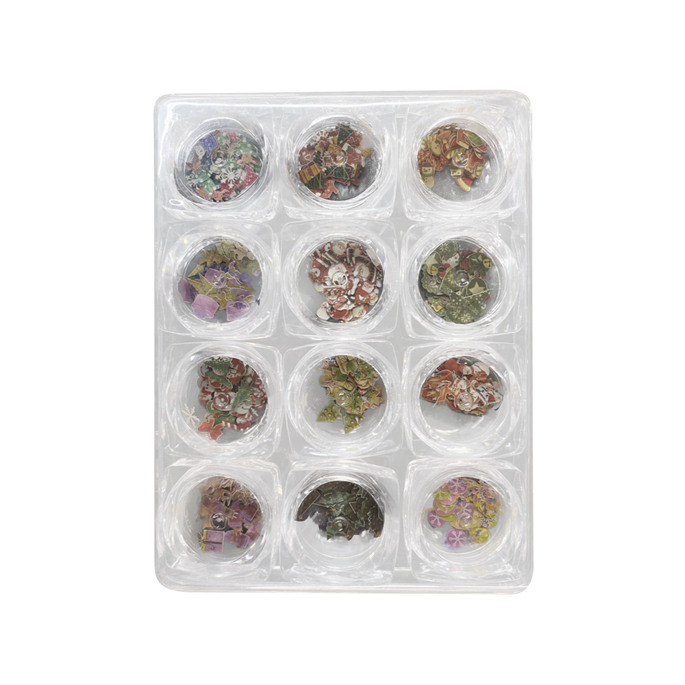 Airtouch Nail Art Paper, Christmas Collection Set #01, 12 jars/box OK1028VD