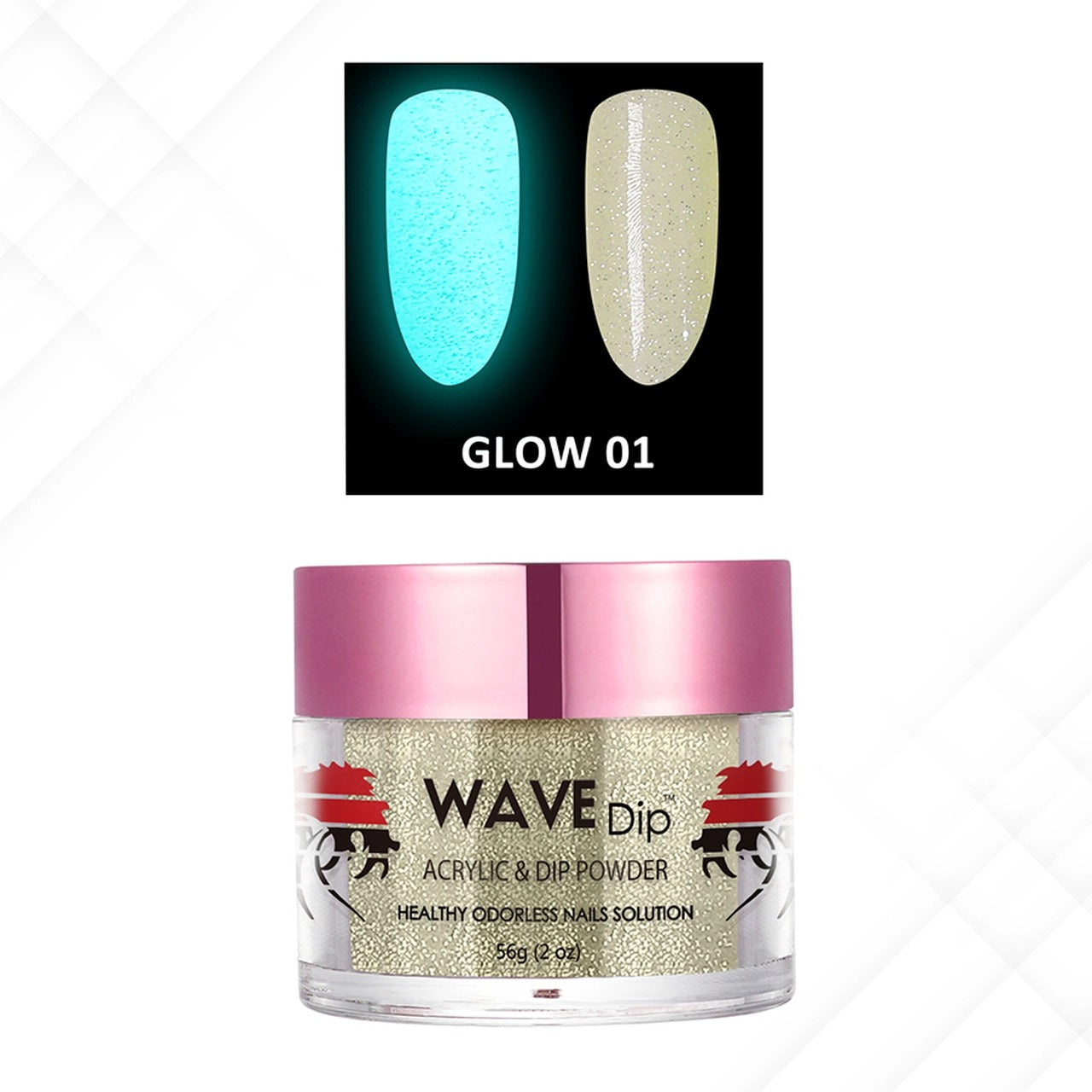 Wave Gel Acrylic/Dipping Powder, Glow In The Dark Collection, 01, 2oz