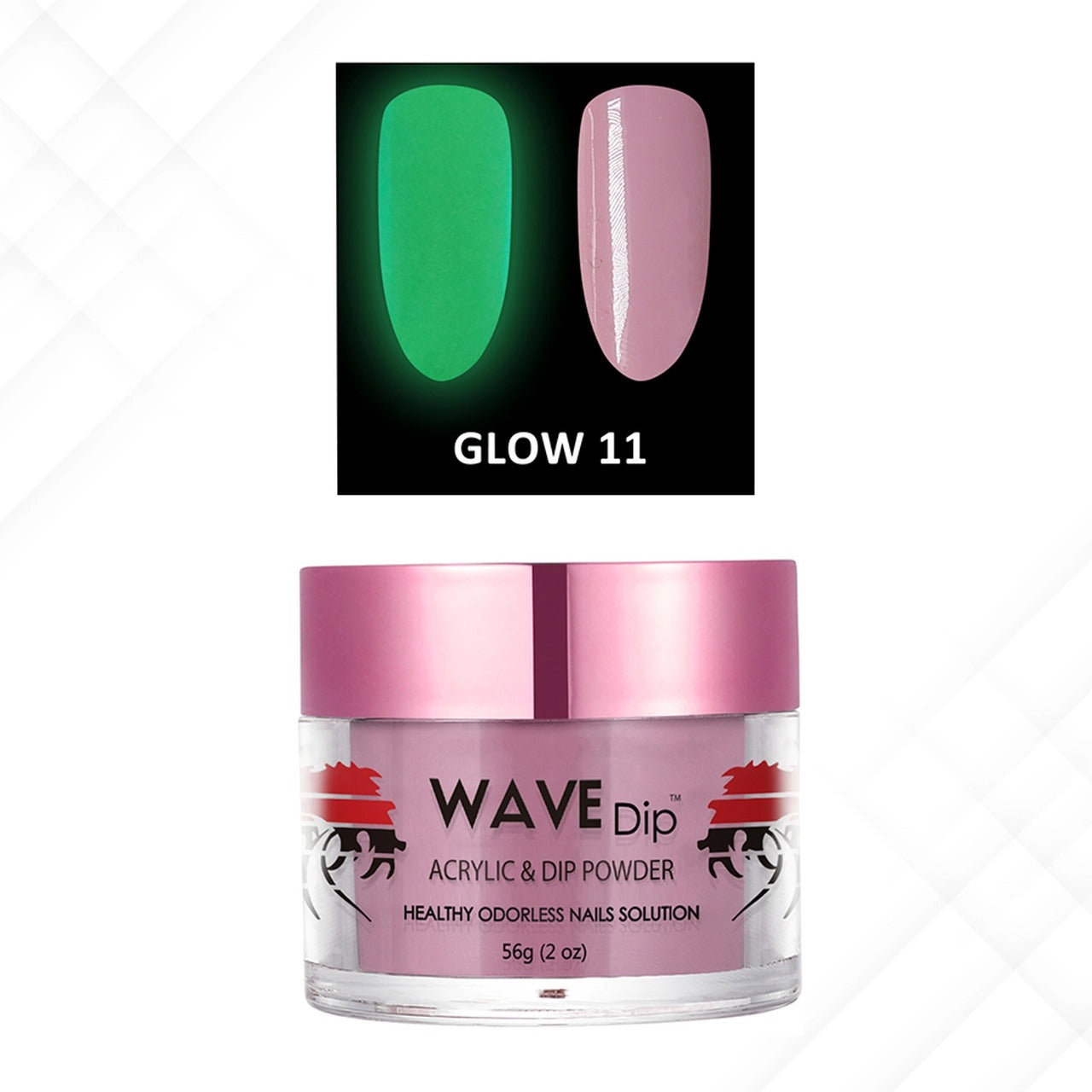 Wave Gel Acrylic/Dipping Powder, Glow In The Dark Collection, 11, 2oz