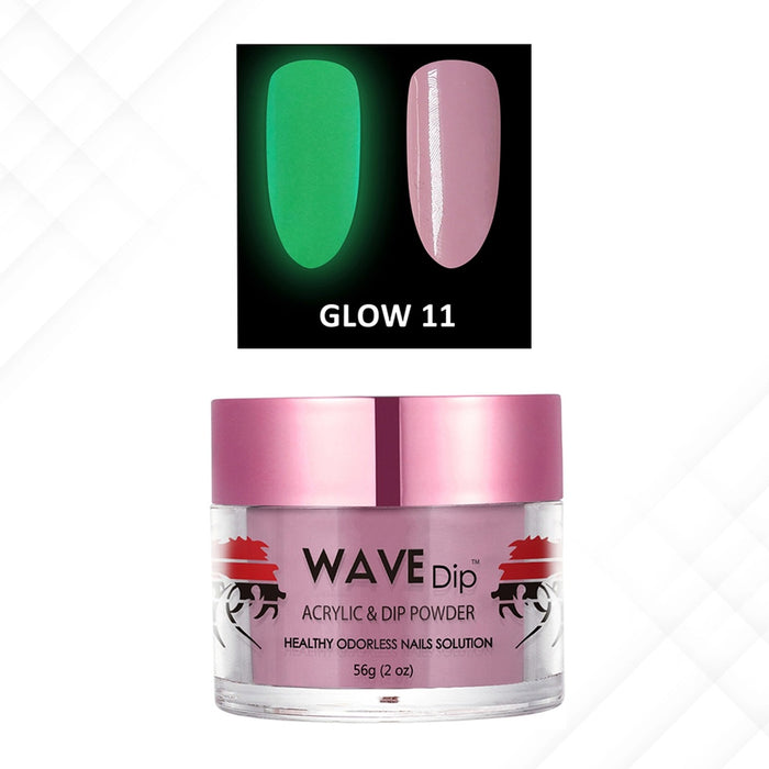 Wave Gel Acrylic/Dipping Powder, Glow In The Dark Collection, 11, 2oz