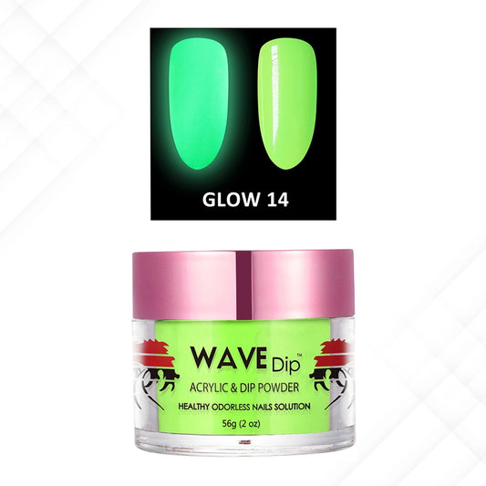 Wave Gel Acrylic/Dipping Powder, Glow In The Dark Collection, 14, 2oz