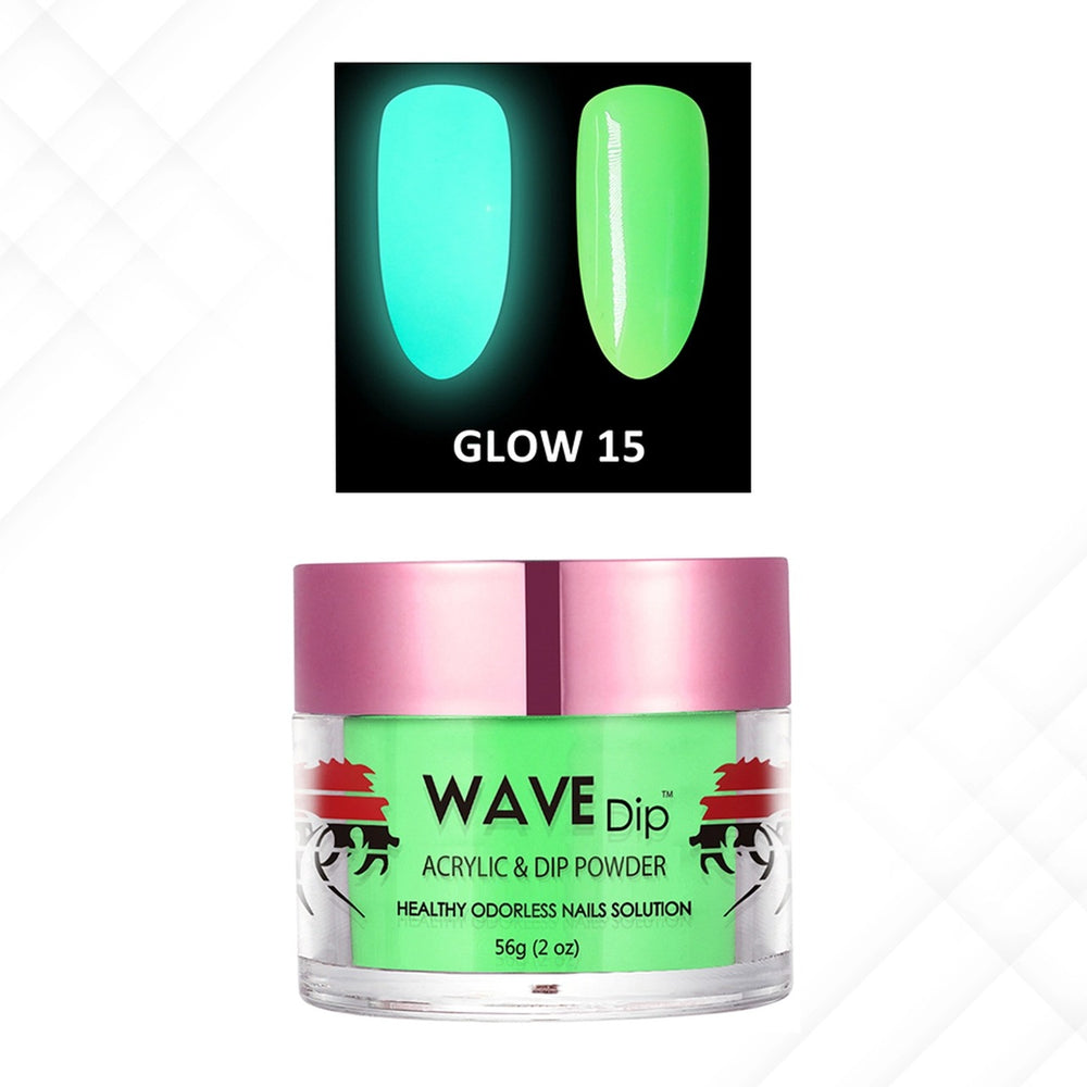 Wave Gel Acrylic/Dipping Powder, Glow In The Dark Collection, 15, 2oz