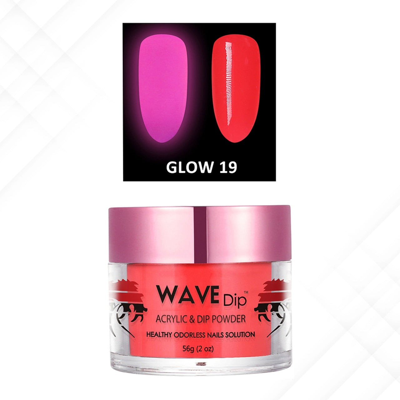 Wave Gel Acrylic/Dipping Powder, Glow In The Dark Collection, 19, 2oz