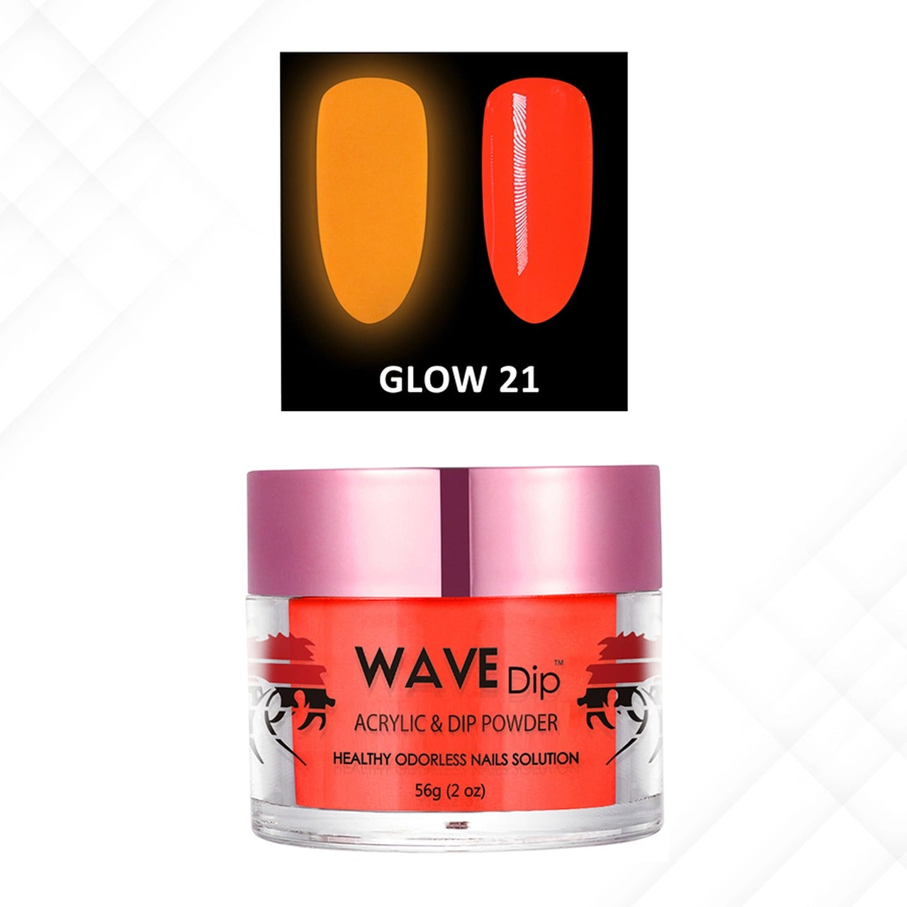 Wave Gel Acrylic/Dipping Powder, Glow In The Dark Collection, 21, 2oz