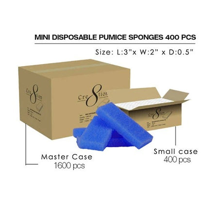 Cre8tion Disposable Mini Pumice Sponge, BLUE, INNER CASE (Packing: 400 pcs/Inner Case)