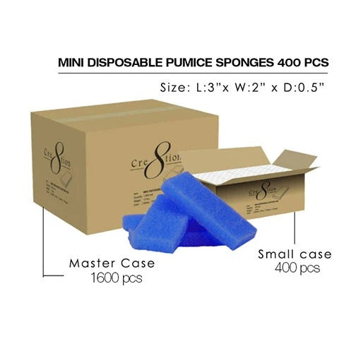 Cre8tion Disposable Mini Pumice Sponge, BLUE, INNER CASE (Packing: 400 pcs/Inner Case)