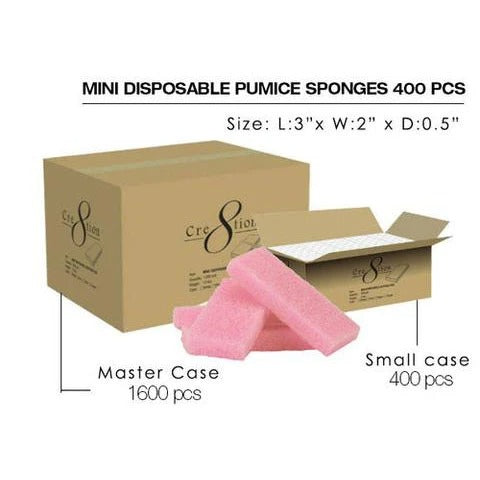 Cre8tion Disposable Mini Pumice Sponge, PINK, INNER CASE (Packing: 400 pcs/Inner Case)
