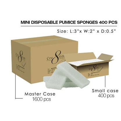 Cre8tion Disposable Mini Pumice Sponge, WHITE, INNER CASE (Packing: 400 pcs/Inner Case)