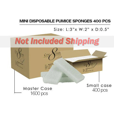 Cre8tion Disposable Mini Pumice Sponge, WHITE, INNER CASE (Packing: 400 pcs/Inner Case)