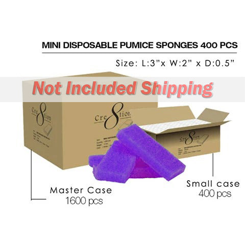 Cre8tion Disposable Mini Pumice Sponge, PURPLE, INNER CASE (Packing: 400 pcs/Inner Case)