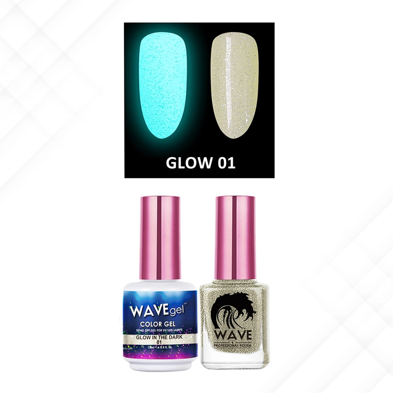 Wave Gel Gel Polish + Nail Lacquer, Glow In The Dark Collection, 01, 0.5oz