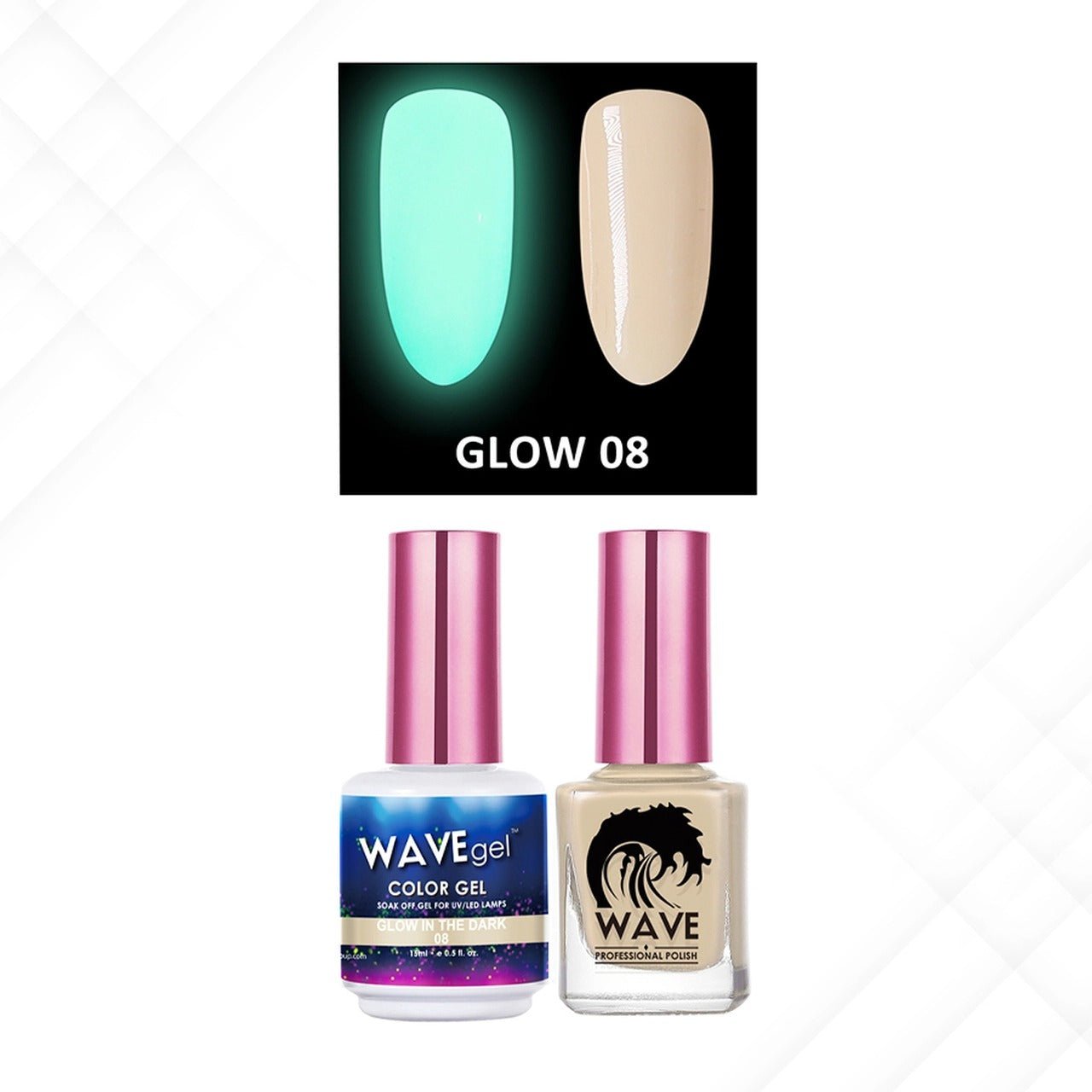 Wave Gel Gel Polish + Nail Lacquer, Glow In The Dark Collection, 08, 0.5oz