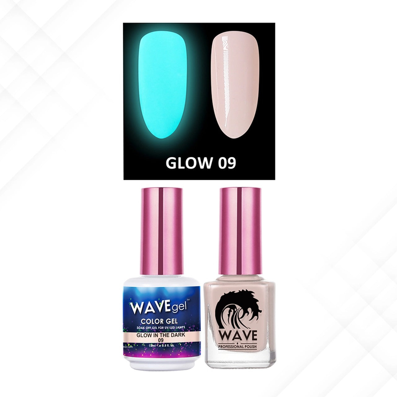 Wave Gel Gel Polish + Nail Lacquer, Glow In The Dark Collection, 09, 0.5oz