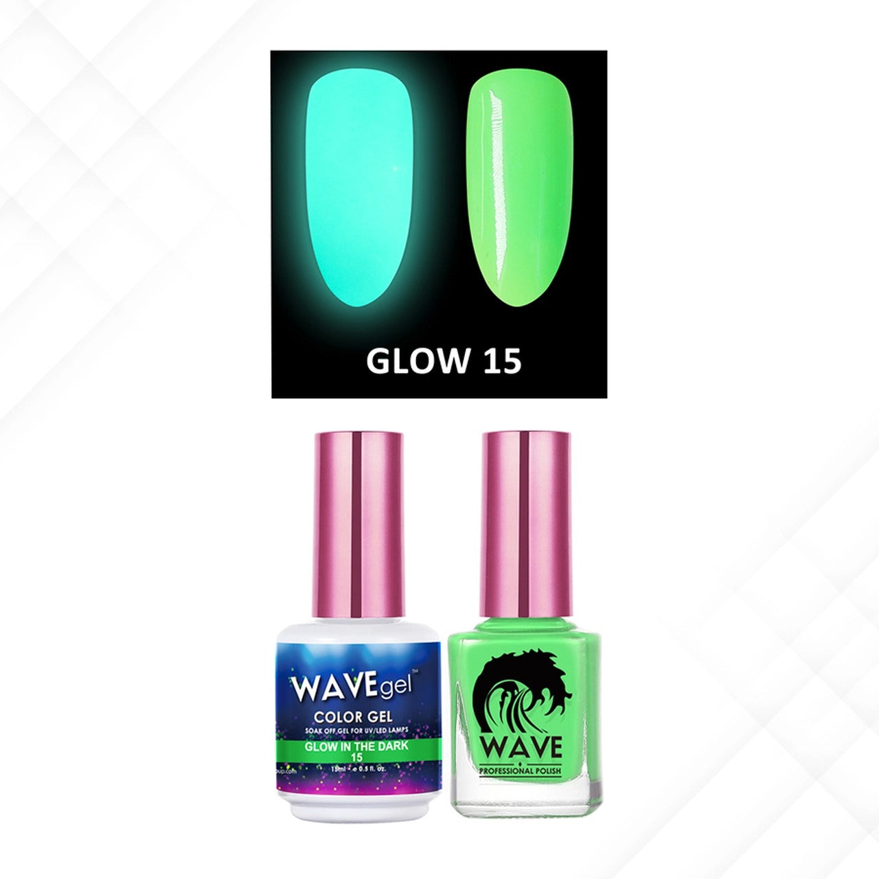 Wave Gel Gel Polish + Nail Lacquer, Glow In The Dark Collection, 15, 0.5oz