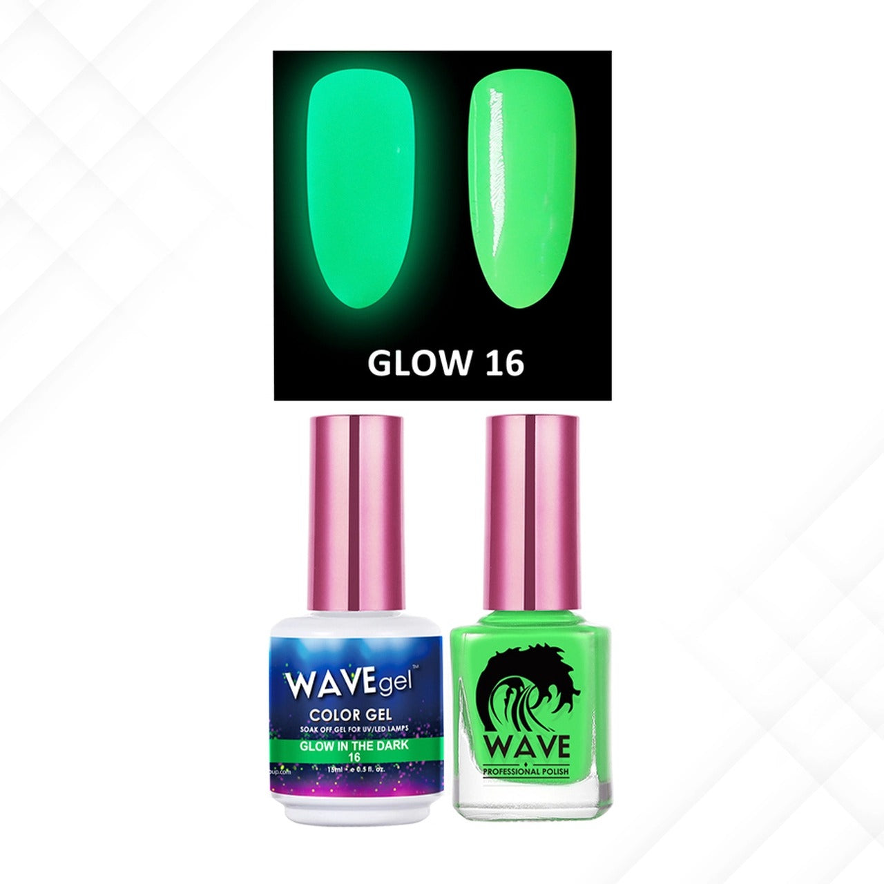 Wave Gel Gel Polish + Nail Lacquer, Glow In The Dark Collection, 16, 0.5oz