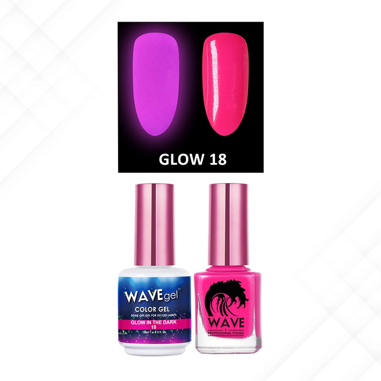 Wave Gel Gel Polish + Nail Lacquer, Glow In The Dark Collection, 18, 0.5oz