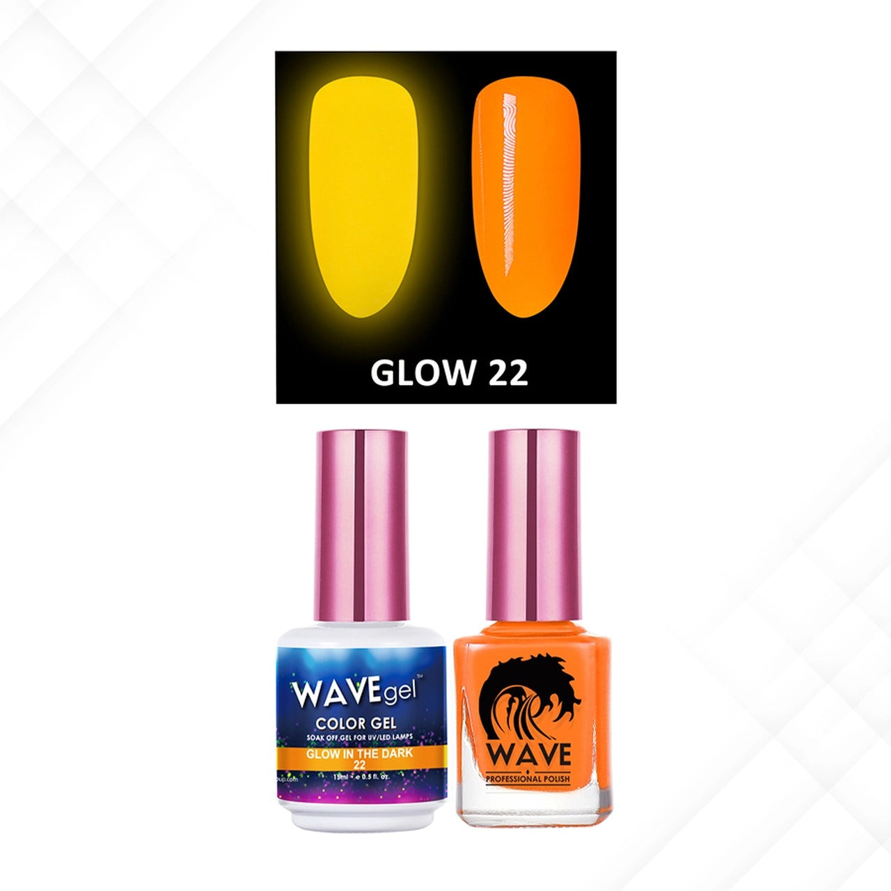 Wave Gel Gel Polish + Nail Lacquer, Glow In The Dark Collection, 22, 0.5oz