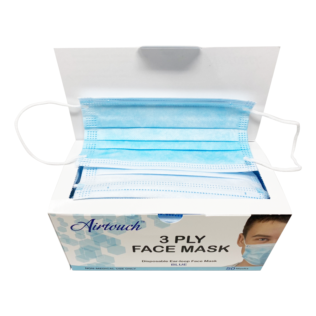 Airtouch Disposable 3 Ply Face Mask, Blue, BOX, 10198 (Packing: 50 pcs/case, 40 boxes/case)