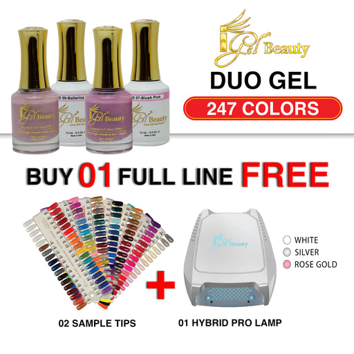iGel Nail Lacquer + Gel Polish Match, 0.5oz, Full line of 247 Colors (From DD001 To DD247), Buy 01 Full Line Get 01 iGel Hybrid PRO Lamp + 02 Sample Tips FREE