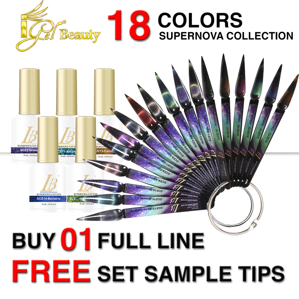 iGel LB SUPERNOVA 10D Cat Eye Gel Polish, Full Line Of 18 Colors (From SCE01 to SCE18), 0.6oz