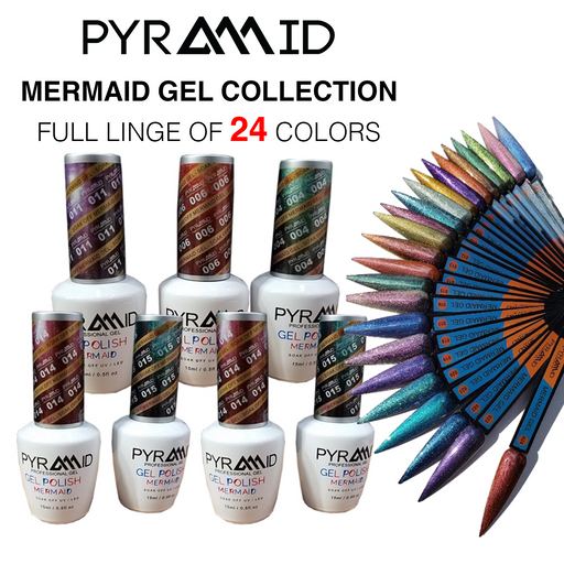 Pyramid Gel Polish, Mermaid Collection, Full line of 24 colors (From 01 to 24), 0.5oz OK1018LK