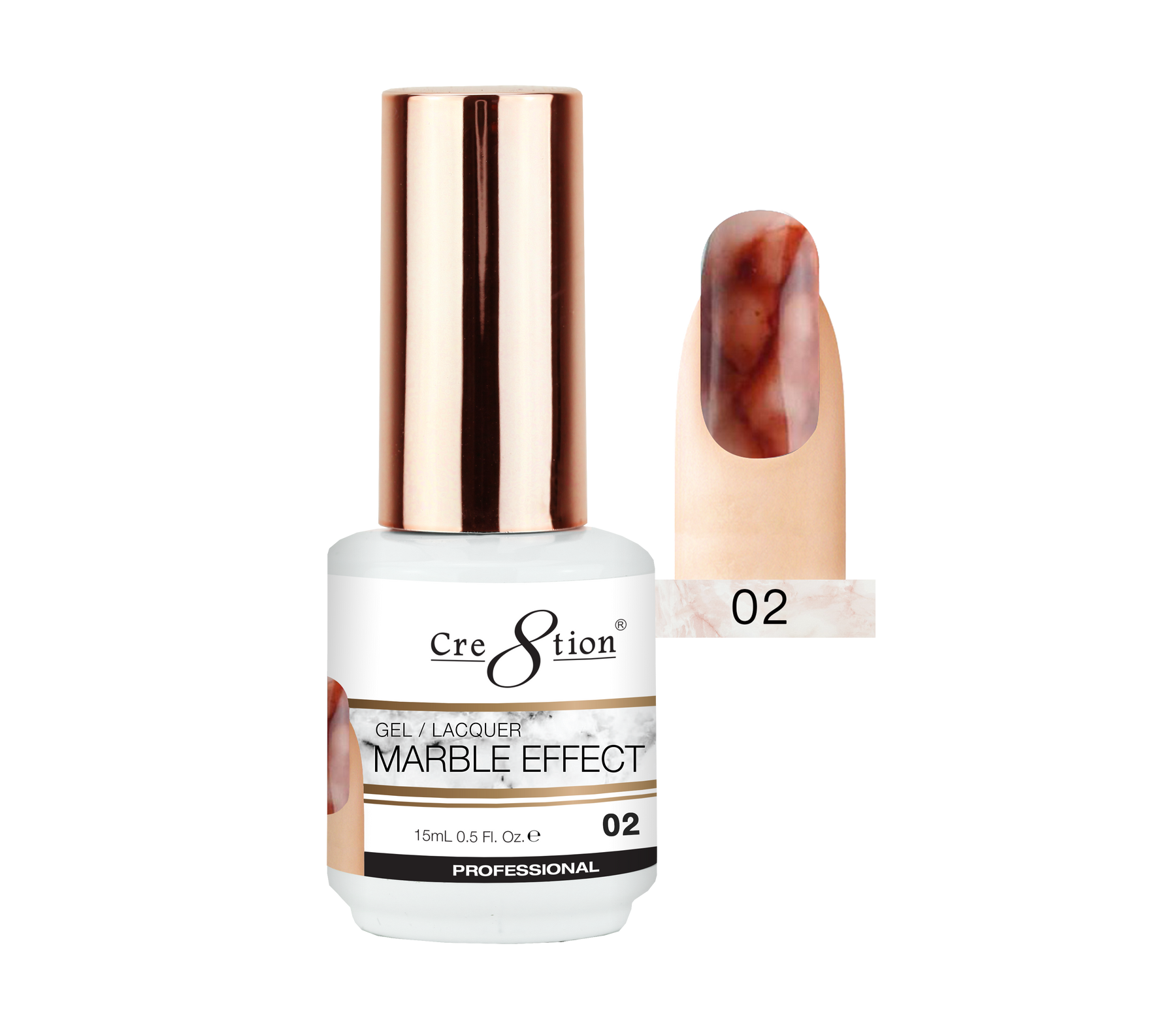 Cre8tion Marble Effect Gel / Lacquer, 02, 0.5oz, 0916-2063 KK1204