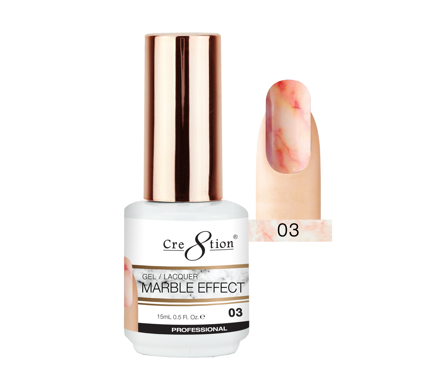 Cre8tion Marble Effect Gel / Lacquer, 03, 0.5oz, 0916-2064 KK1204