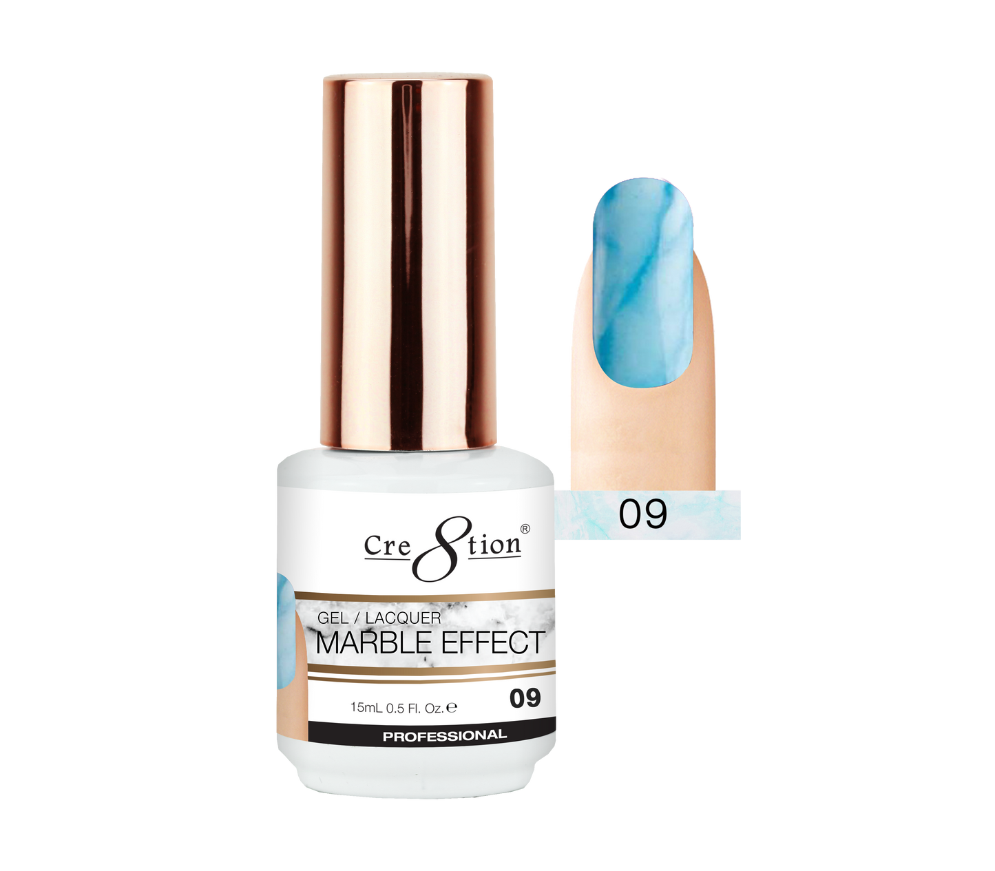 Cre8tion Marble Effect Gel / Lacquer, 09, 0.5oz, 0916-2070 KK1204