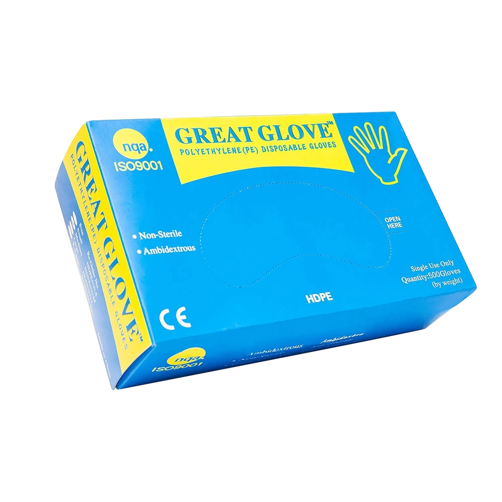 Great Gloves Polyethylene Disposable Gloves, Size S, 500pcs/box, HPDE500-S OK0525VD