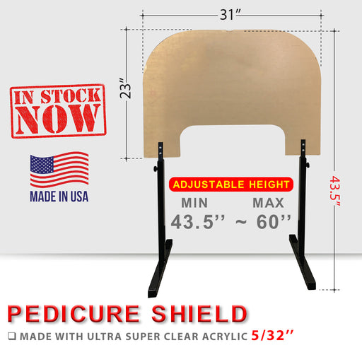 Pedicure Shield 31''W x MIN 43.5''H ~ MAX 60''H, Model AB, Thickness 5/32'' OK0510LK