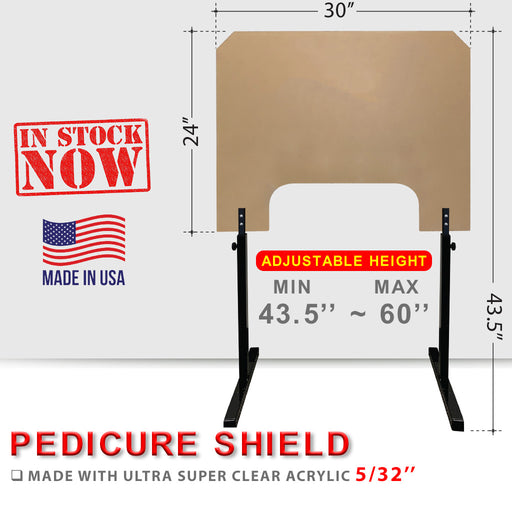 Pedicure Shield 31''W x MIN 43.5''H ~ MAX 60''H, Model AV, Thickness 5/32'' OK0510LK