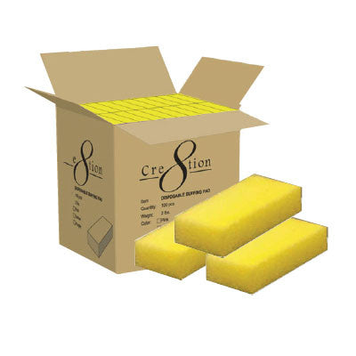 Cre8tion Disposable Short Pumice Sponge, YELLOW, INNER CASE(Packing: 100 pcs/box, 8 boxes/case)