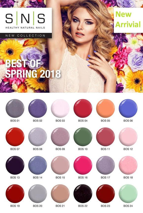 SNS Gelous Dipping Powder, Best Of Spring 2018 Collection,  Full Collection Of 24 Colors (from BOS01 to BOS24) KK1220
